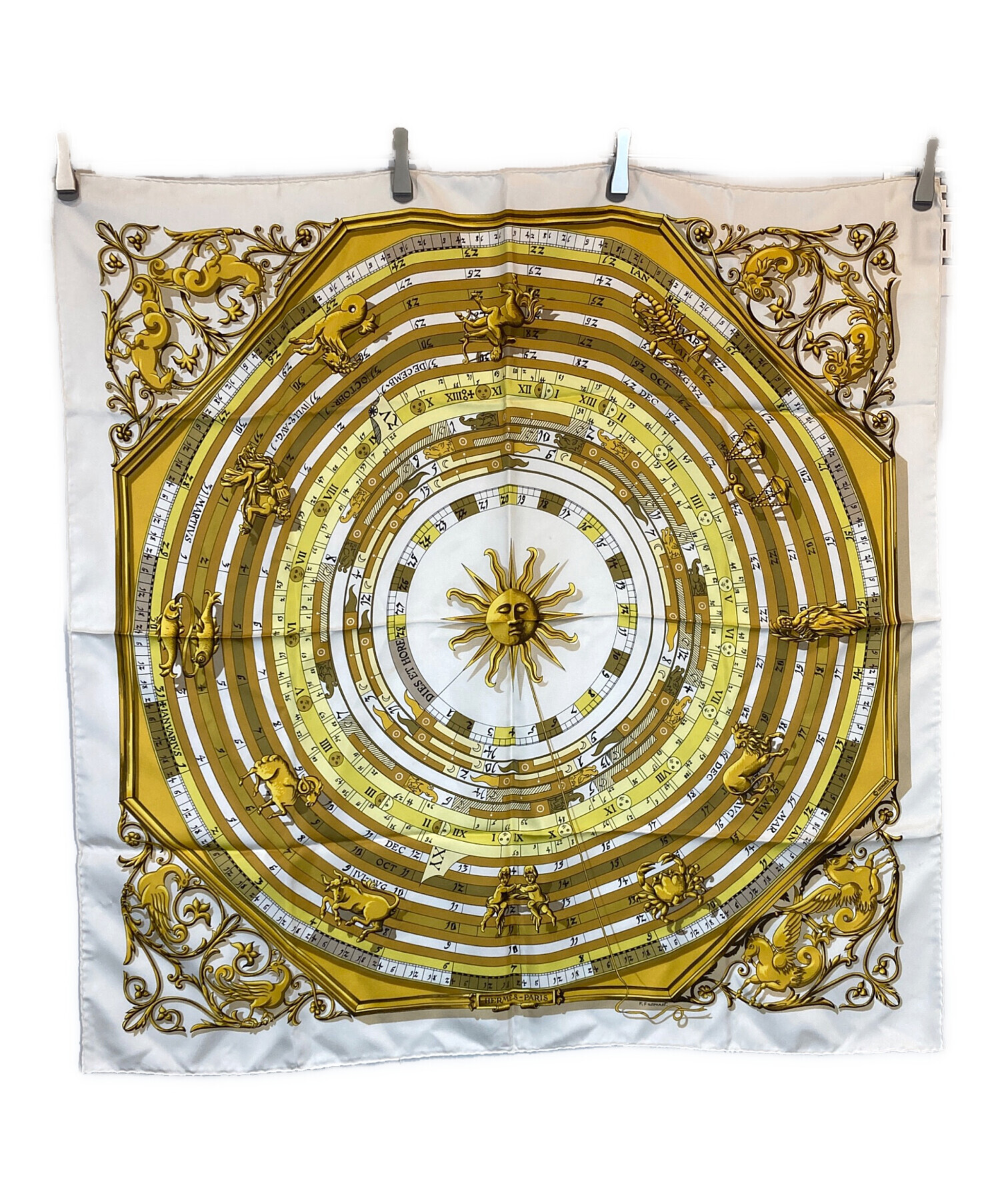 中古・古着通販】HERMES (エルメス) カレ90 シルクスカーフ ホワイト