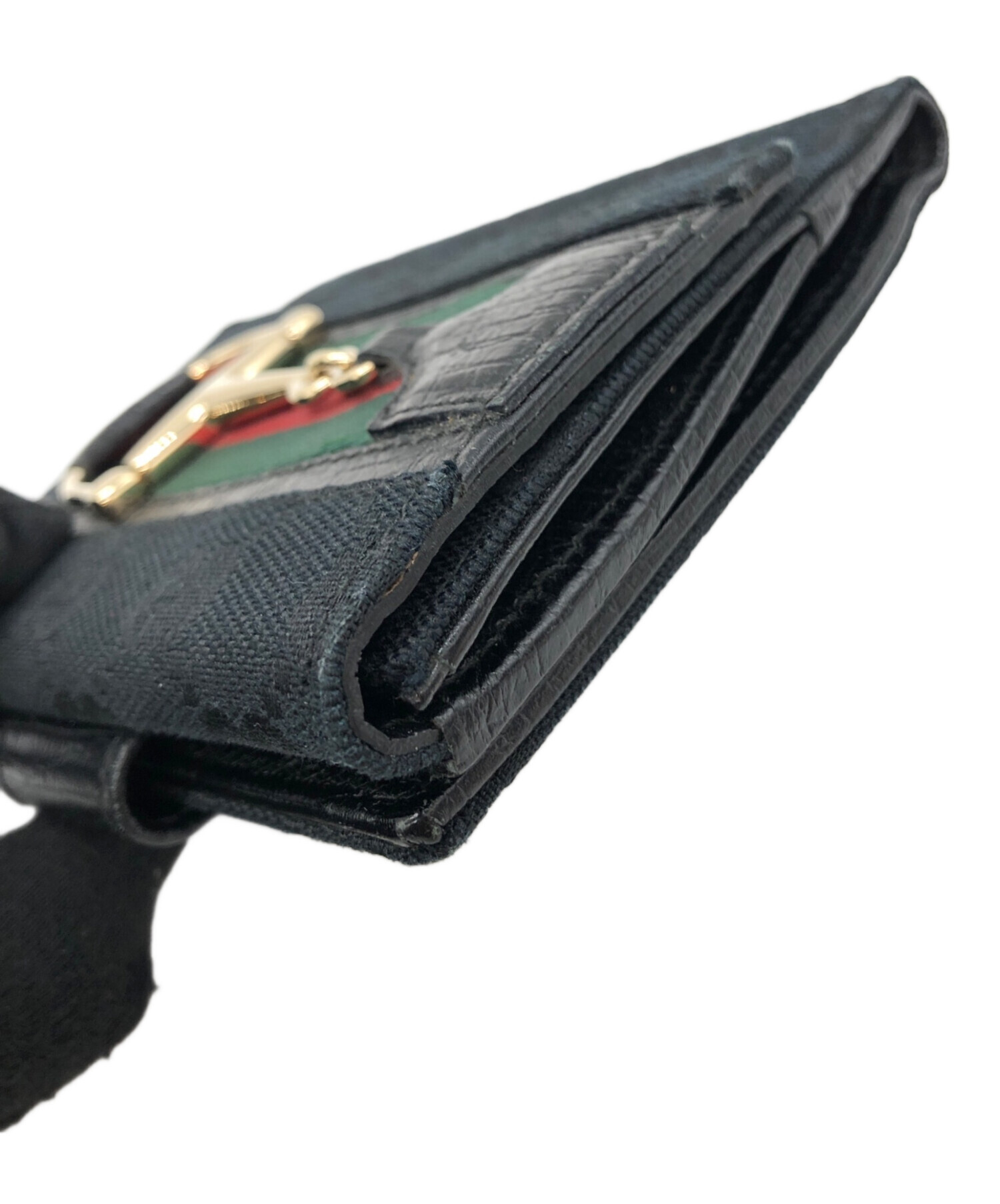 中古・古着通販】GUCCI (グッチ) GG柄 二つ折り財布 ブラック