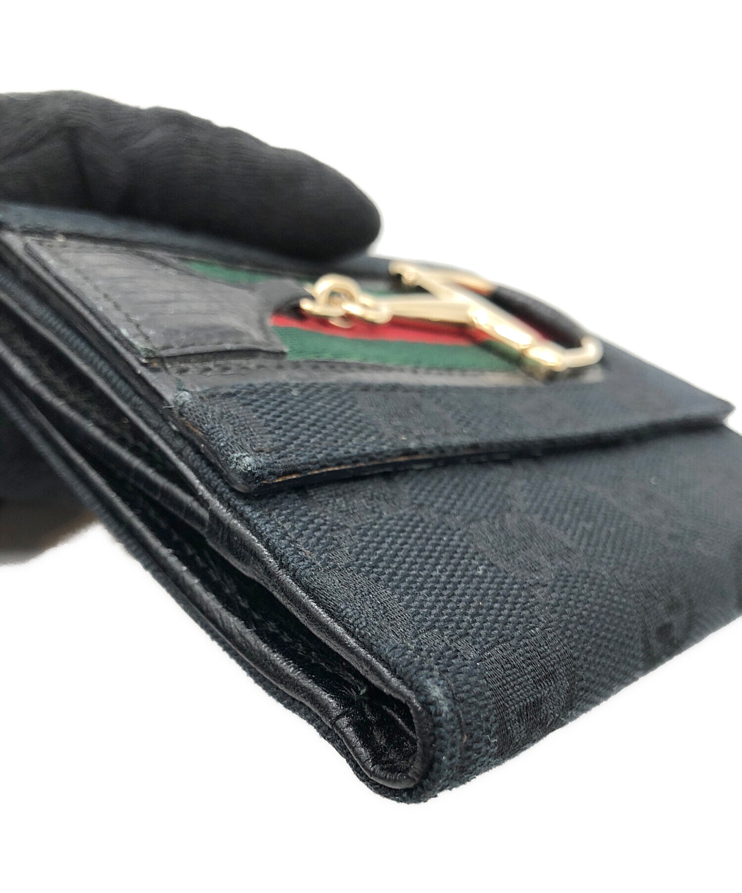 中古・古着通販】GUCCI (グッチ) GG柄 二つ折り財布 ブラック