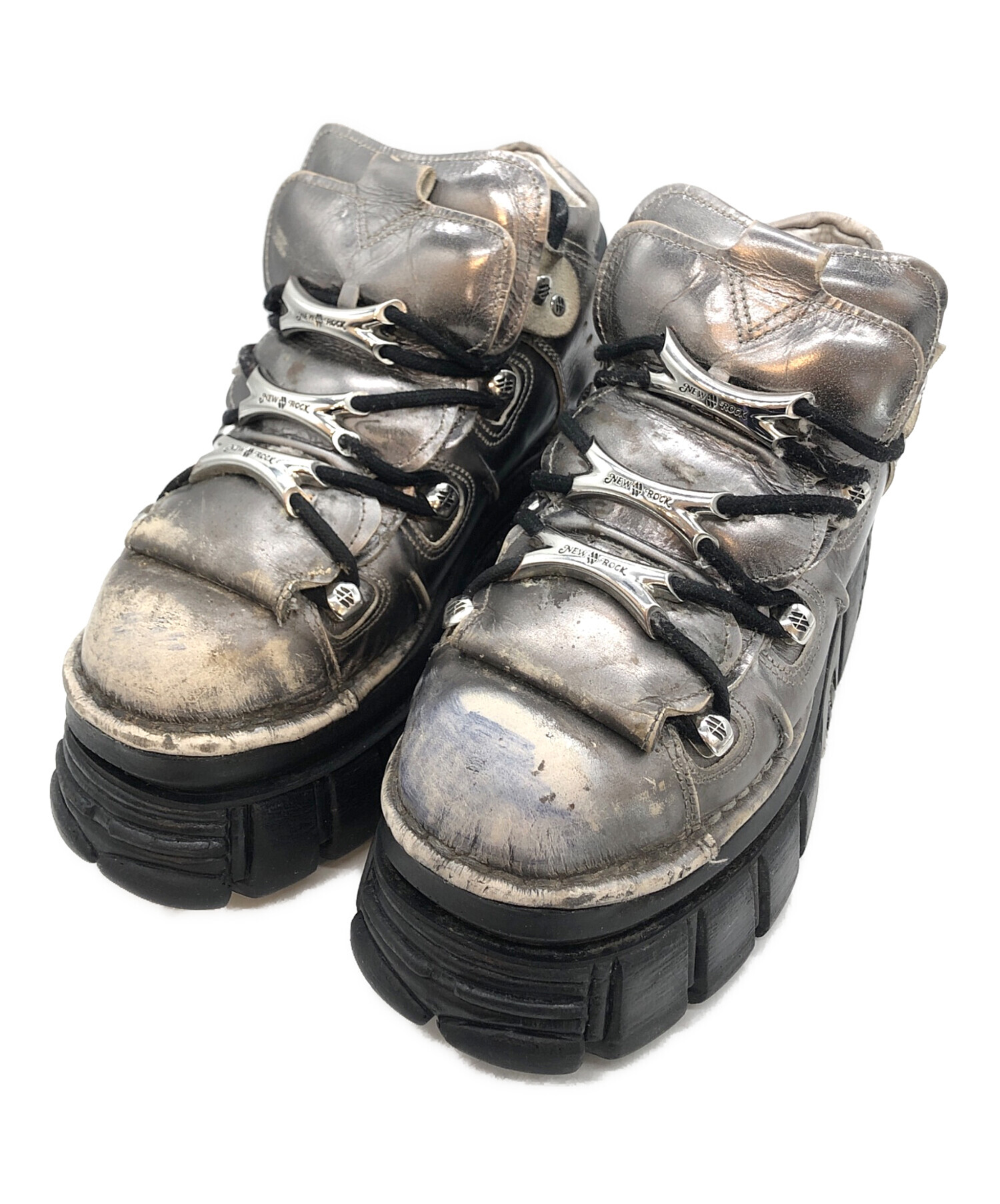 中古・古着通販】NEW ROCK (ニューロック) 厚底ブーツ グレー サイズ