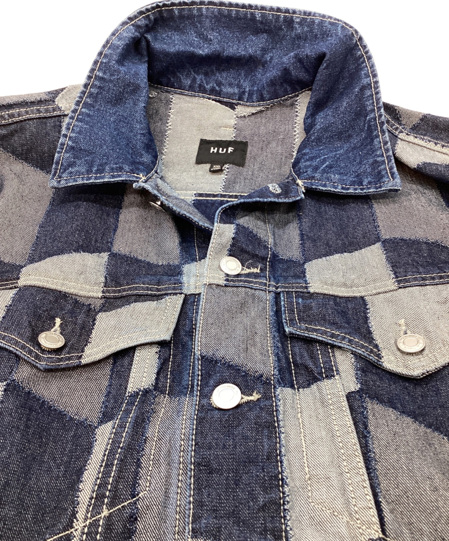 ジ*ー様 HUF ハフ パッチワーク デニムジャケット XXL インディゴ 中古・古着通販】HUF (ハフ) PATCHWORK DENIM JACKET インディゴ