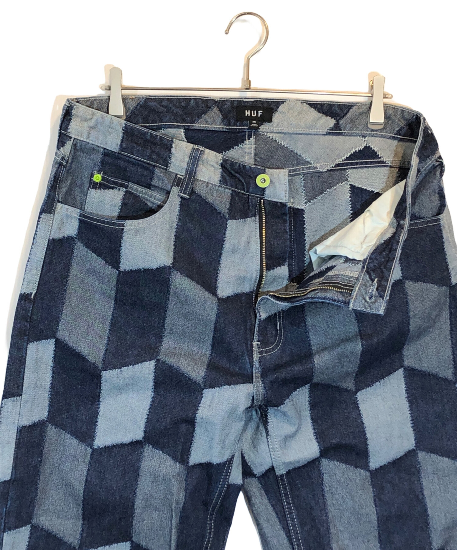 中古・古着通販】HUF (ハフ) パッチワークデニムパンツ インディゴ