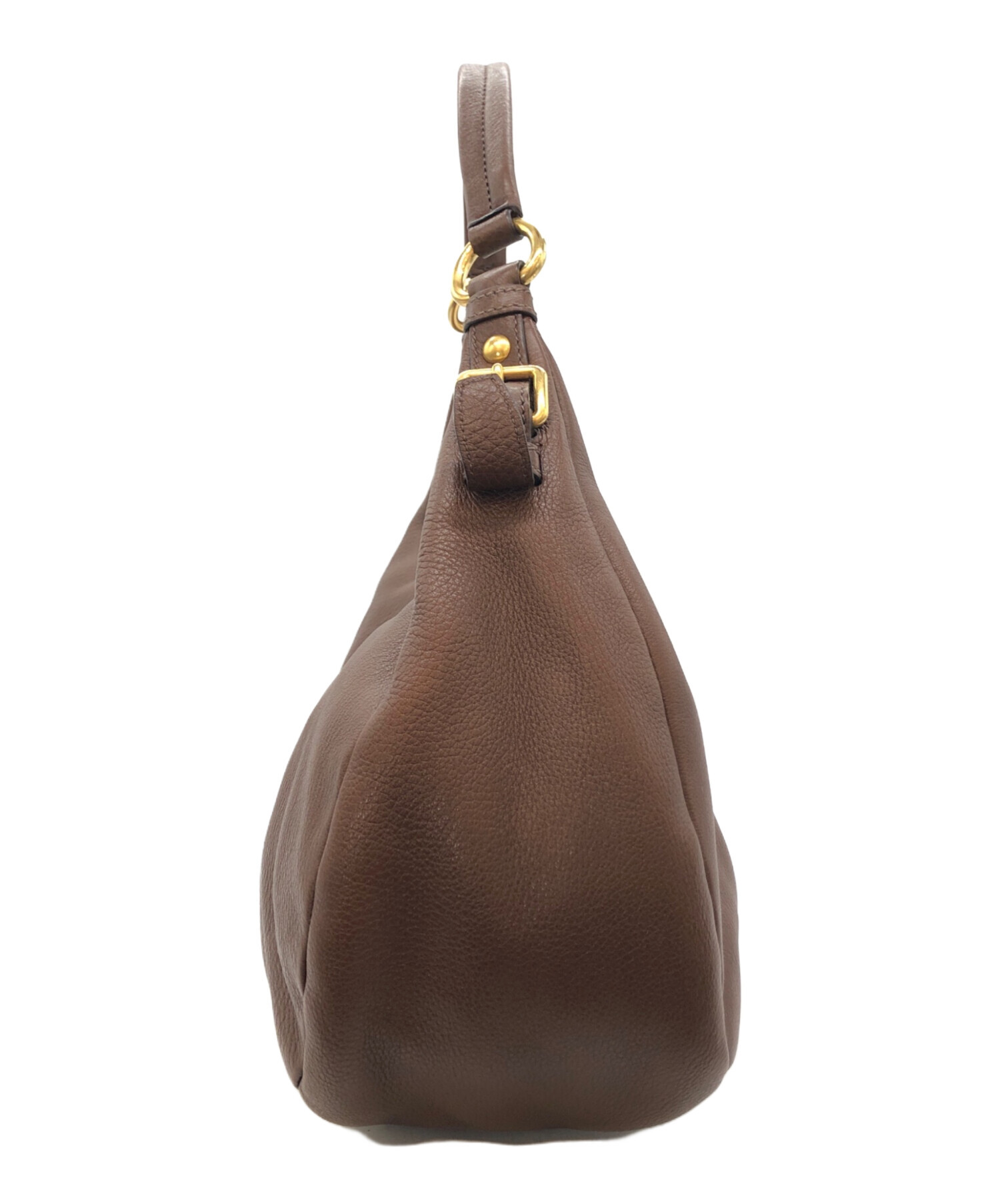 T1652 プラダ ショルダーバッグ ダークブラウン レザー 中古・古着通販】PRADA (プラダ) ワンショルダーバッグ ブラウン