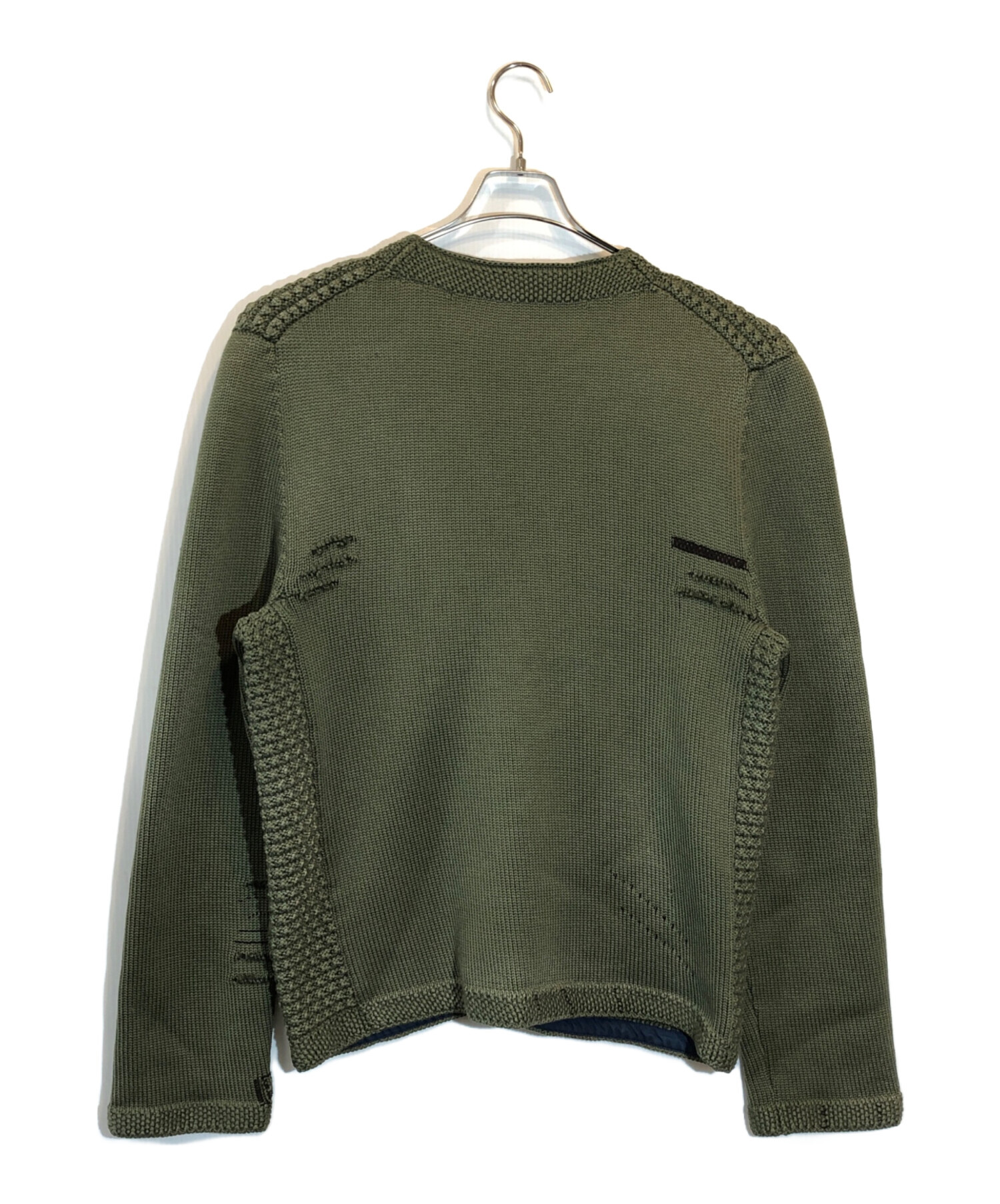 中古・古着通販】LOEWE (ロエベ) ウールコットンカーディガン オリーブ