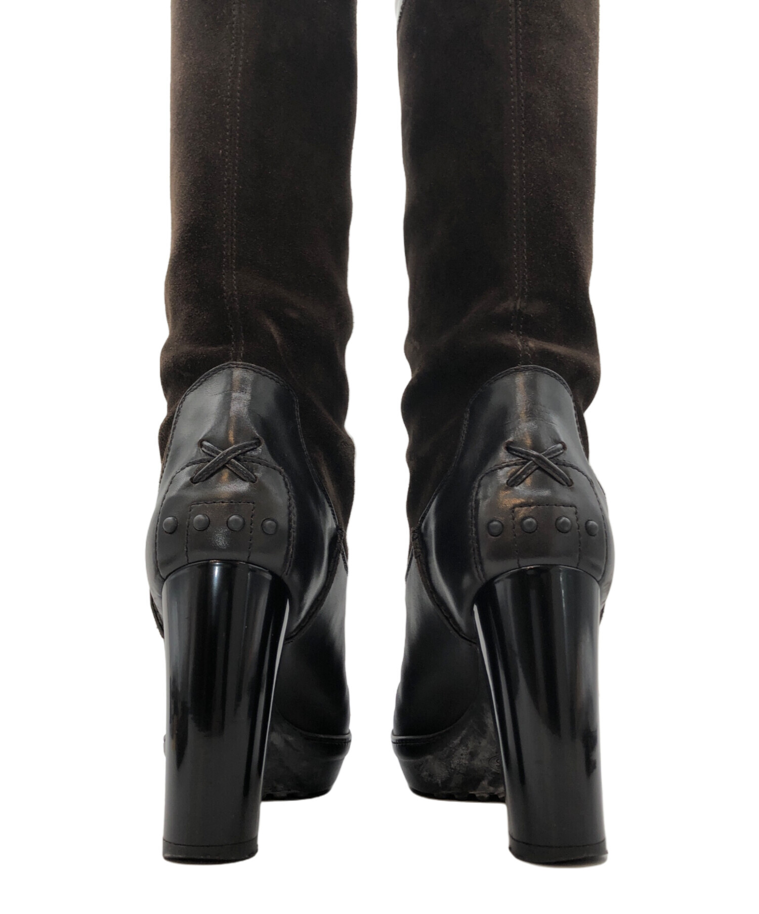 中古・古着通販】TOD'S (トッズ) レザースエードヒールロングブーツ