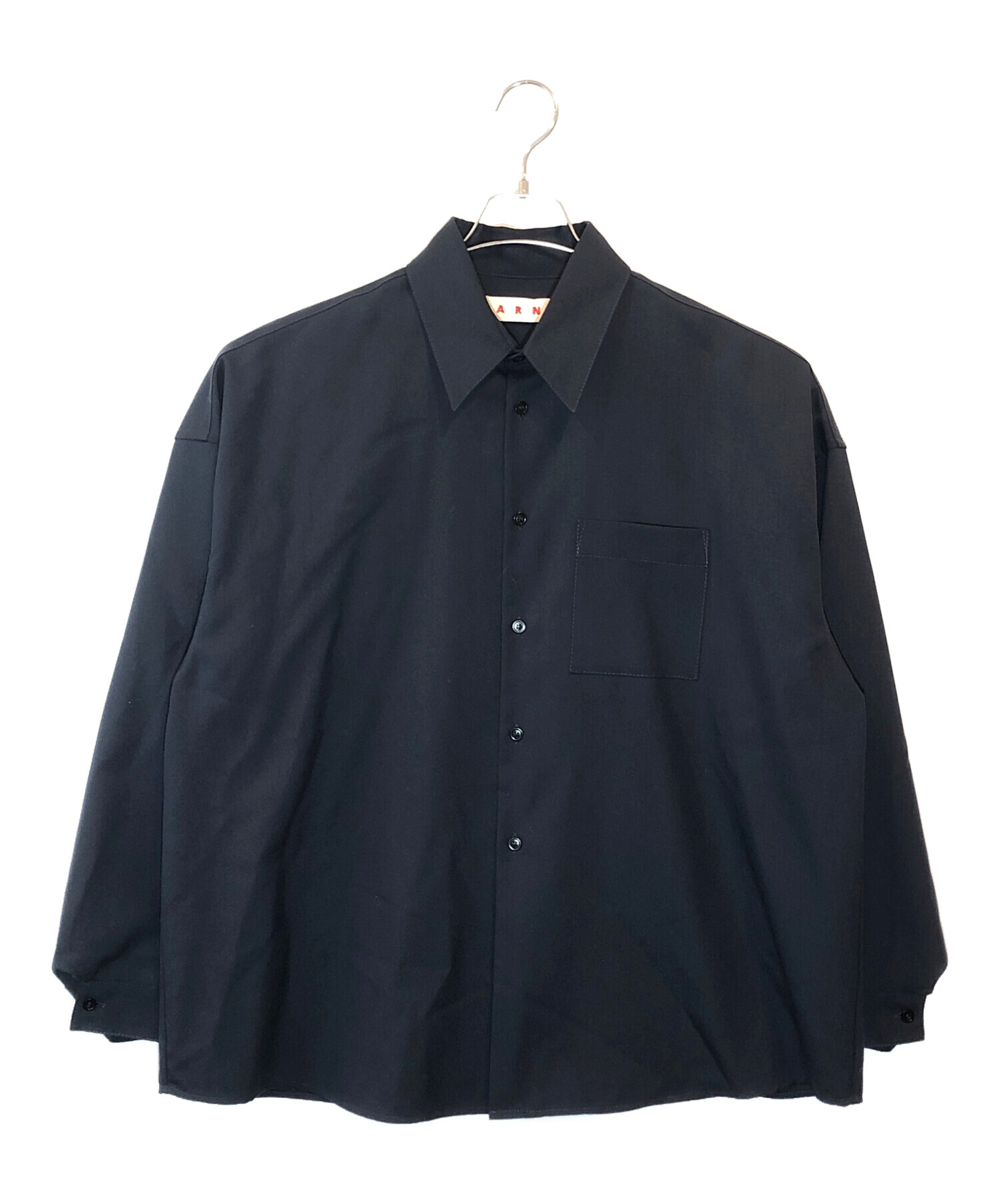 トップス Marni TROPICAL WOOL OPEN COLLAR SHIRT 中古・古着通販】MARNI (マルニ) TROPICAL WOOL SHIRT ネイビー サイズ