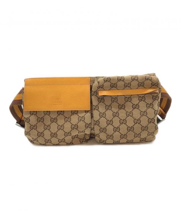 GUCCI ウエストポーチ GG キャンバス w5 中古・古着通販】GUCCI (グッチ) GGキャンバスウエストポーチ ベージュ