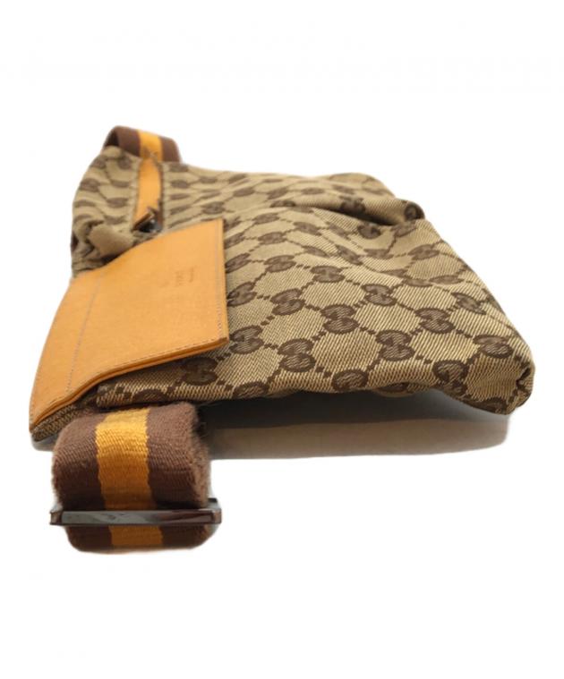 中古・古着通販】GUCCI (グッチ) GGキャンバスウエストポーチ ベージュ