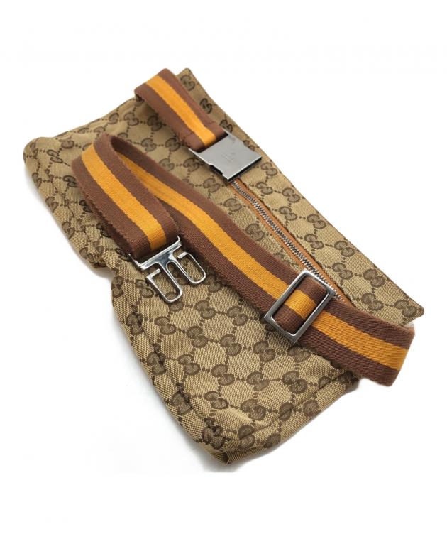 中古・古着通販】GUCCI (グッチ) GGキャンバスウエストポーチ ベージュ