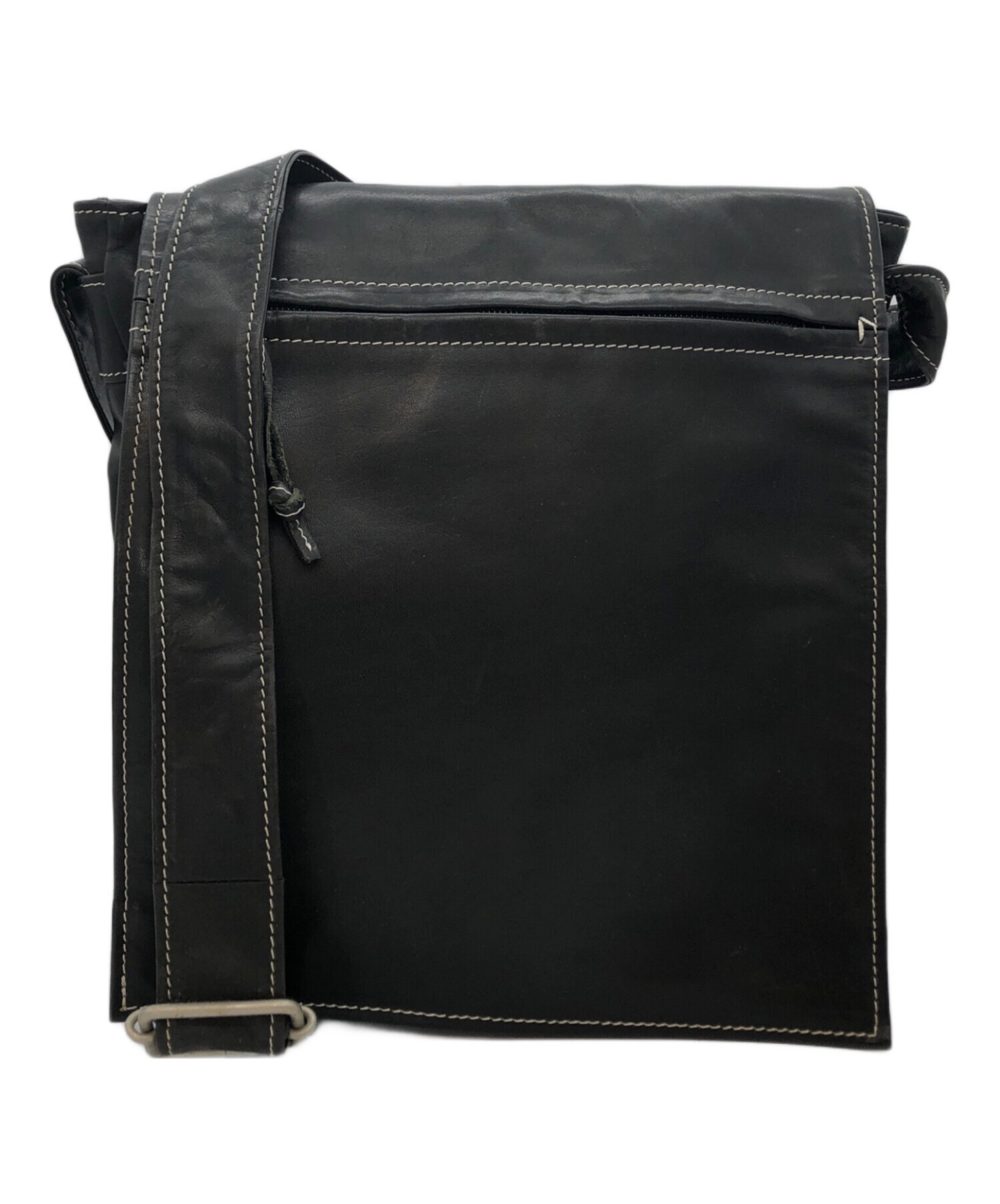 中古・古着通販】PORTER (ポーター) レザーショルダーバッグ ブラック 