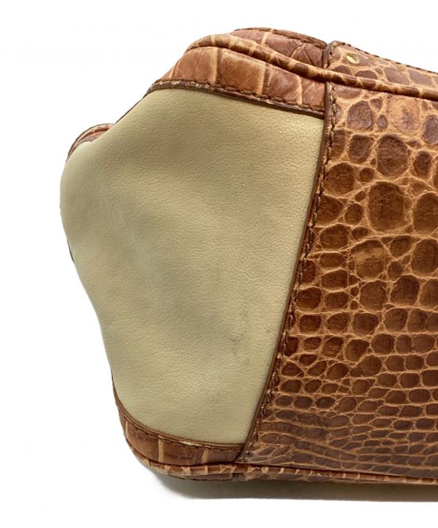 中古・古着通販】CELINE (セリーヌ) クロコ型押ブギーバッグ ブラウン