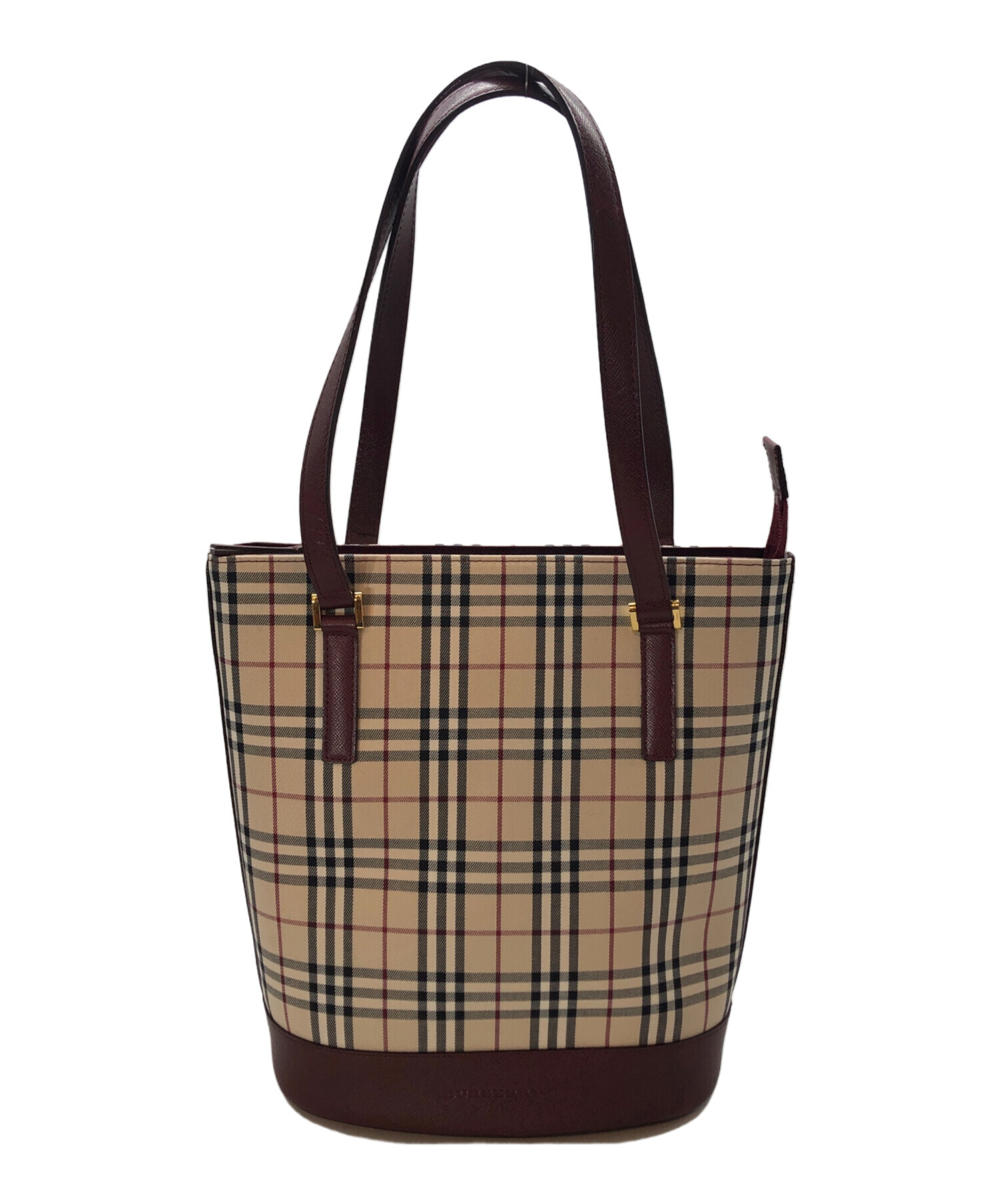 中古・古着通販】BURBERRY (バーバリー) ハンドバッグ ベージュ×レッド 