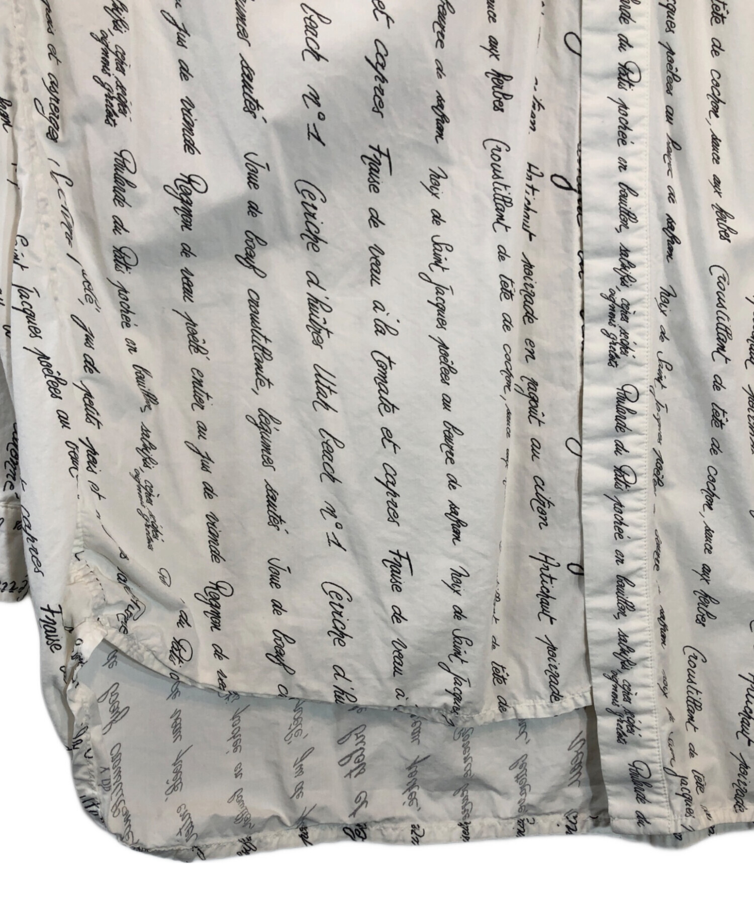 中古・古着通販】OUTIL (ウティ) 総柄ノーカラーシャツ ホワイト