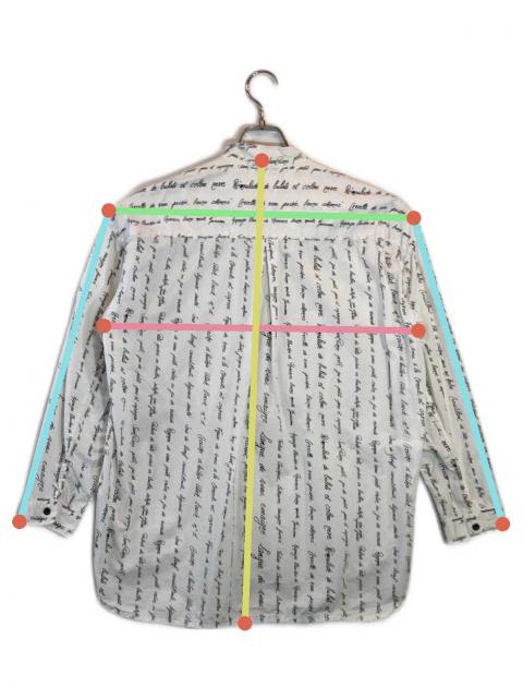 中古・古着通販】OUTIL (ウティ) 総柄ノーカラーシャツ ホワイト