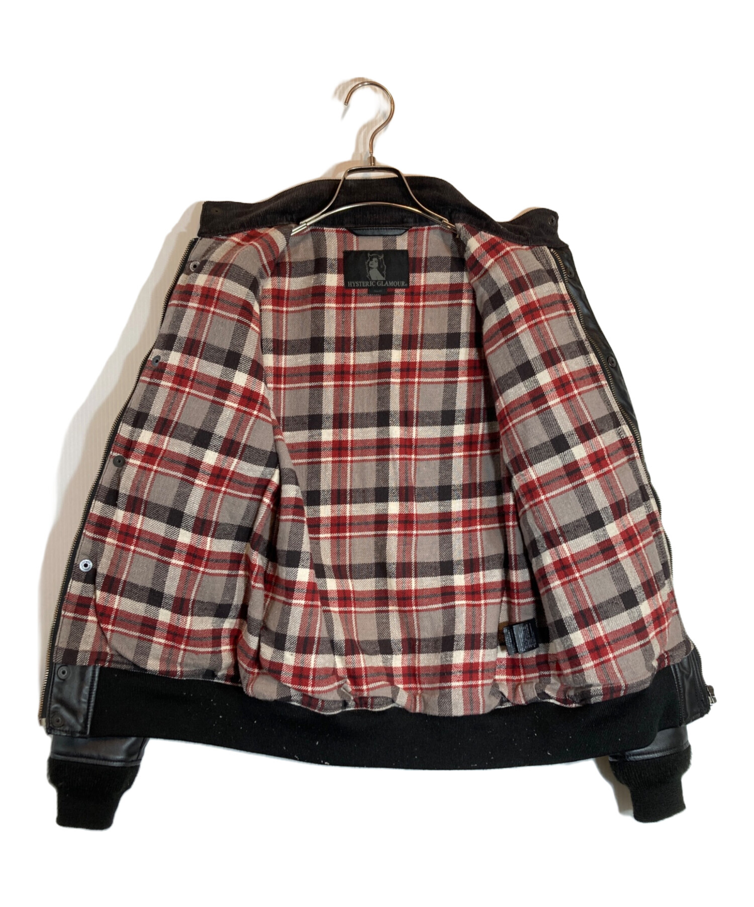 HYSTERIC GLAMOUR ニューレイドツイルブルゾン レザージャケット