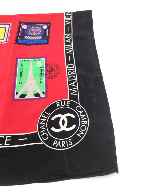 CHANEL シルクスカーフ ネイビー レッドSize約80×約80 中古・古着通販】CHANEL (シャネル) シルクスカーフ レッド サイズ
