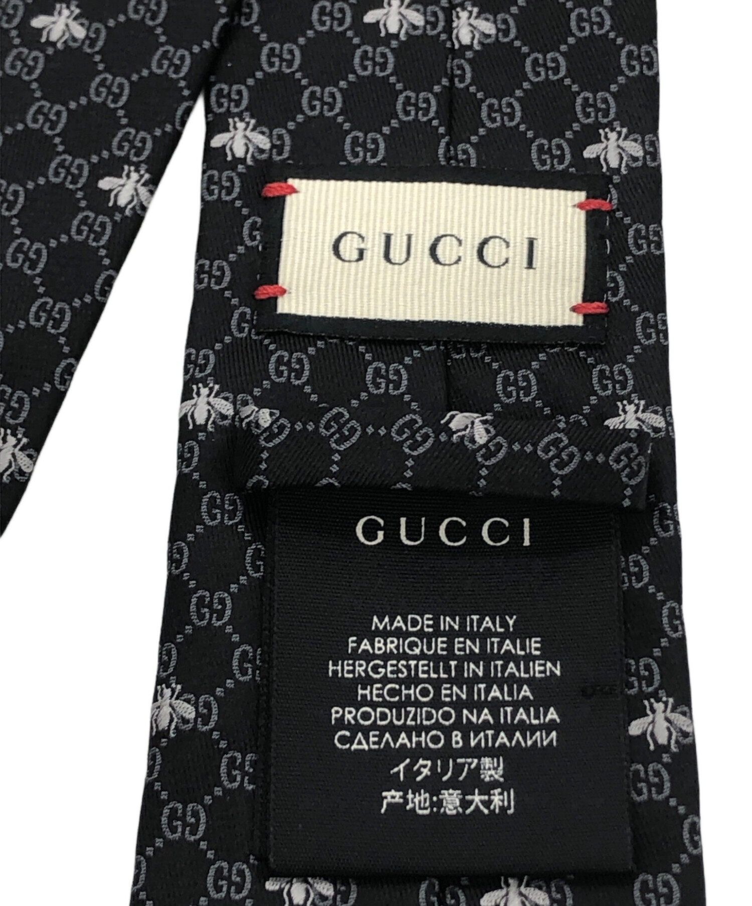 中古・古着通販】GUCCI (グッチ) GG柄シルクネクタイ ブラック サイズ
