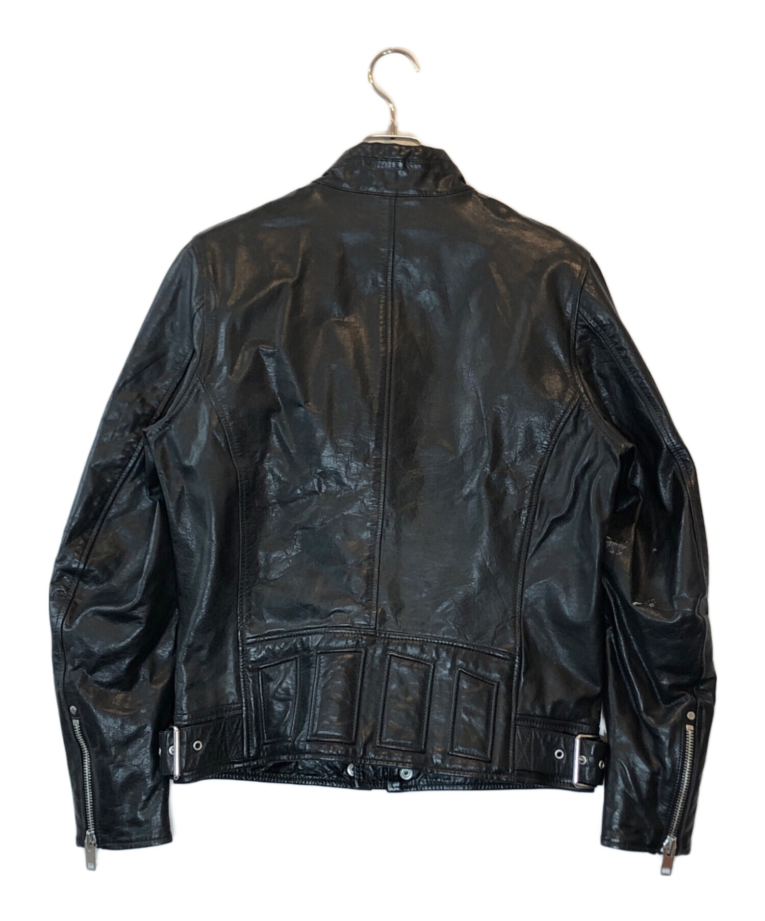 中古・古着通販】DIESEL (ディーゼル) カウレザージャケット ブラック