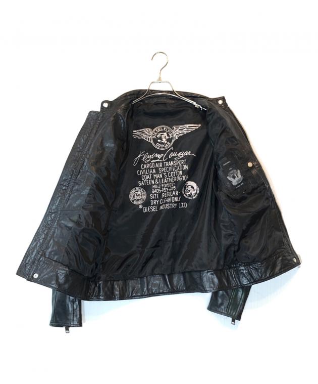 中古・古着通販】DIESEL (ディーゼル) カウレザージャケット ブラック
