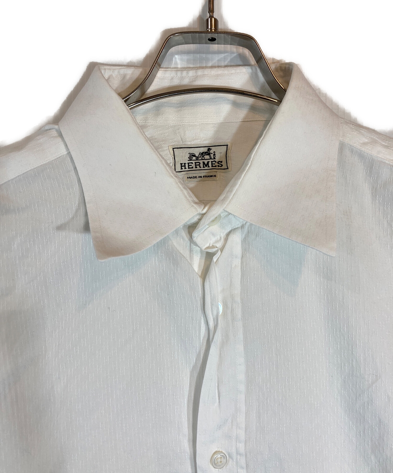 Hermes Tuxedo Shirt エルメス タキシードシャツ ドレスシャツ 中古・古着通販】HERMES (エルメス) H刺繍コットンドレスシャツ