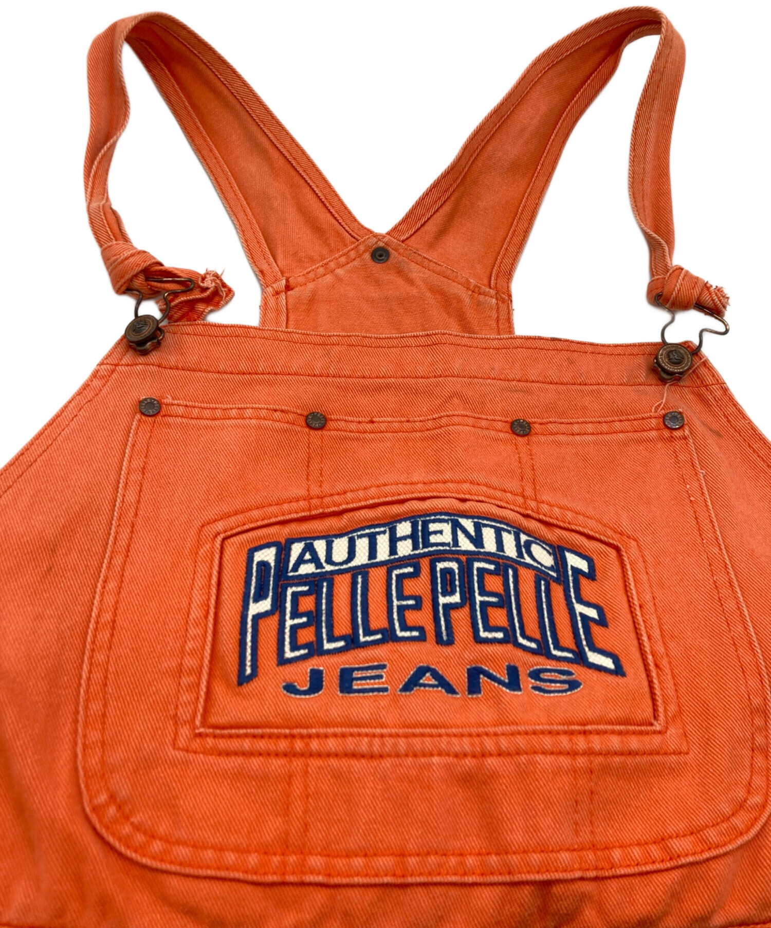ペレペレ PELLEPELLE オレンジ色 フルオープンジッパー 中古・古着通販】pellepelle (ペレペレ) 刺繍オーバーオール オレンジ