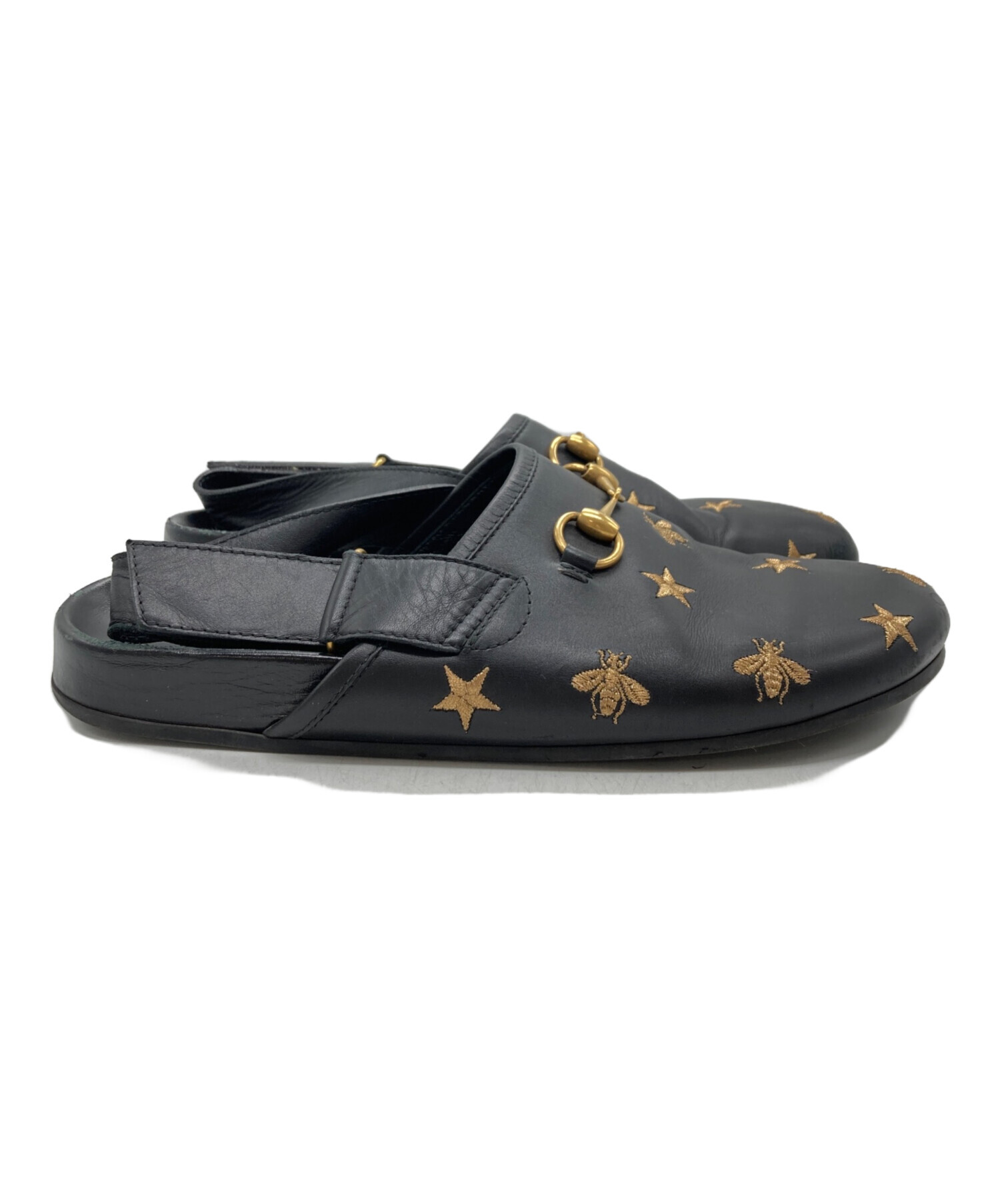 GUCCI ホースビット黒 レザー クロッグサンダル 高ヒール 中古・古着通販】GUCCI (グッチ) ビー スター ホースビット クロッグ