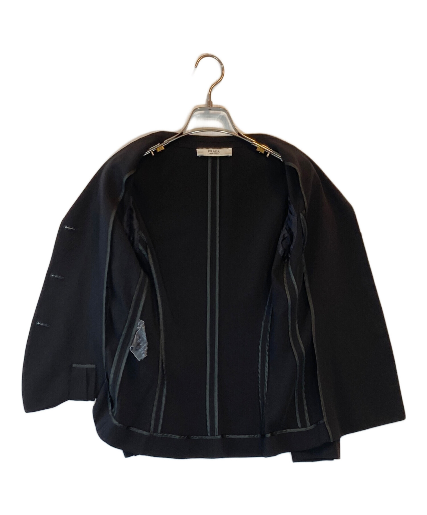 希少 美品 PRADA プラダ 3B デザイン テーラードジャケット 黒 38 中古・古着通販】PRADA (プラダ) 3Bジャケット ブラック サイズ:SIZE