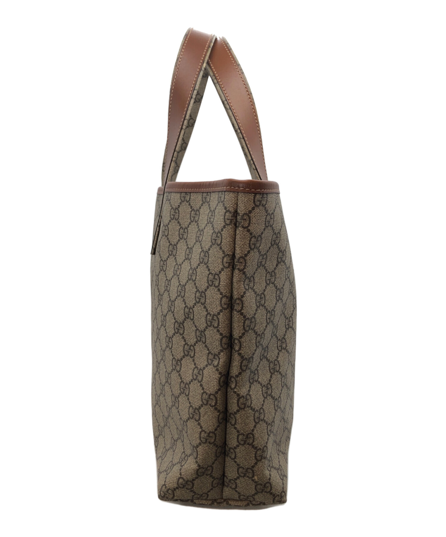 中古・古着通販】GUCCI (グッチ) PVCレザー切替トートバッグ ベージュ