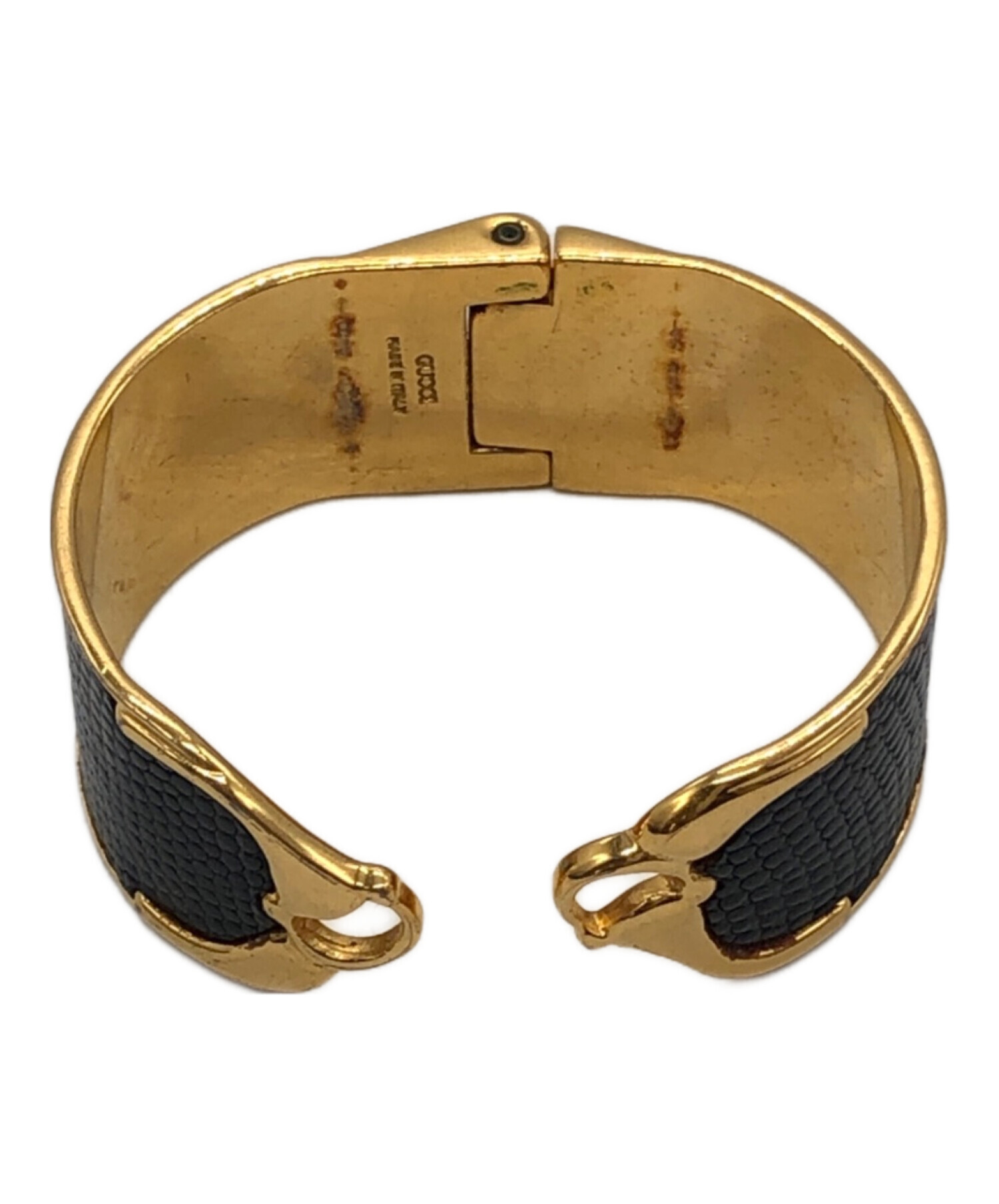 超美品 GUCCI グッチ リザード バングル ゴールド金具 イエロー 中古・古着通販】GUCCI (グッチ) リザードゴールドバングル ゴールド