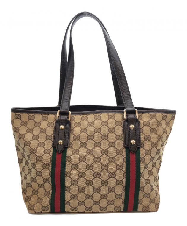 中古・古着通販】GUCCI (グッチ) GGキャンバストートバッグ ブラウン