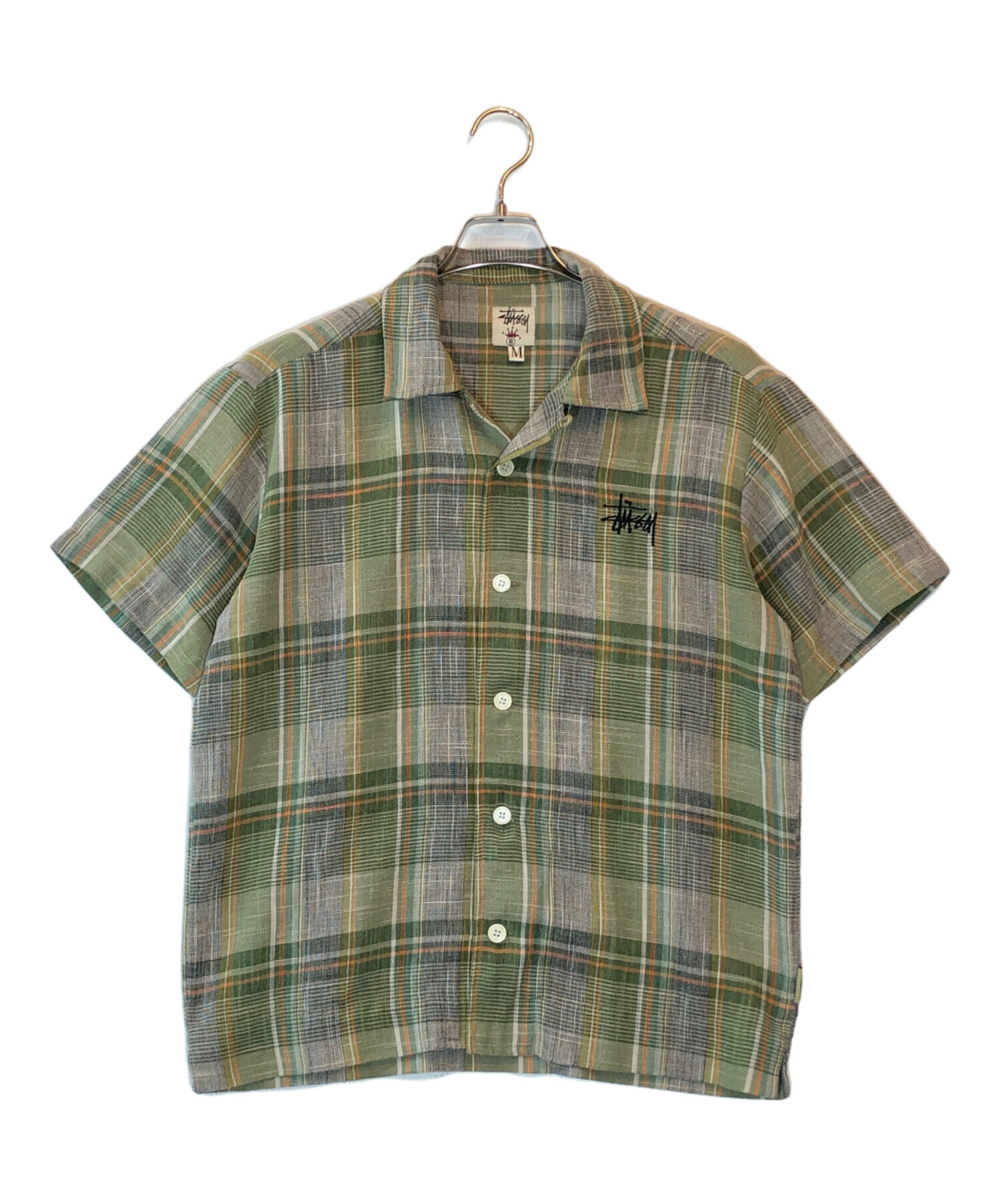 old stussy コットンチェックシャツ 中古・古着通販】stussy (ステューシー) チェックシャツ グリーン