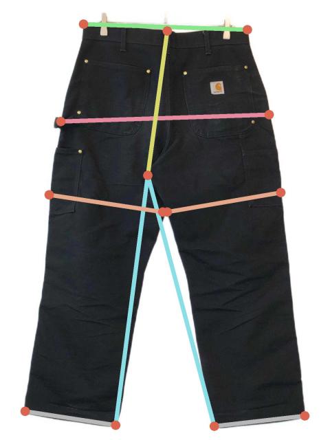 中古・古着通販】CarHartt (カーハート) ダブルニーパンツ ブラック