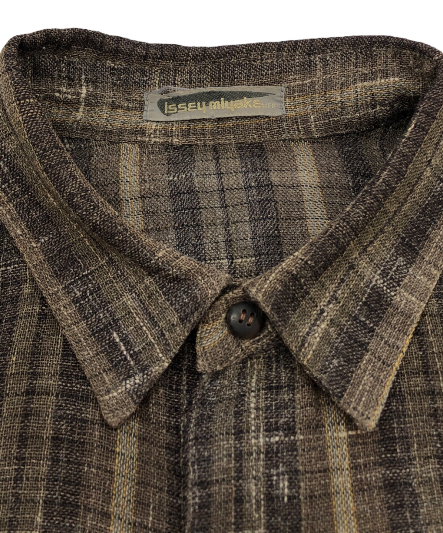 ISSEY MIYAKE イッセイミヤケ カジュアルシャツ S 茶 【古着】【中古】【送料無料】 中古・古着通販】ISSEY MIYAKE (イッセイミヤケ) ウールリネンシャツ
