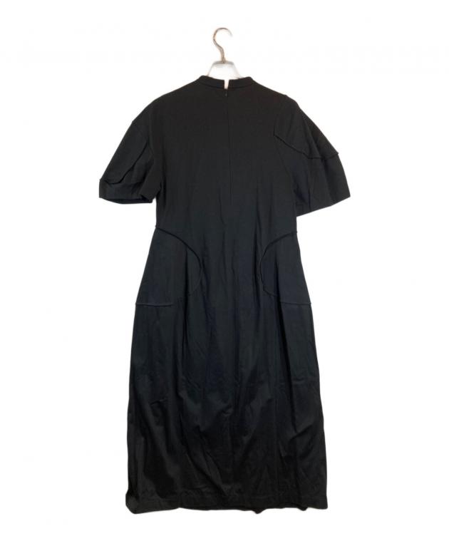ENFOLD SOLID DRESS バルーンスリーブ ワンピース 黒 ENFOLD SOLID DRESS