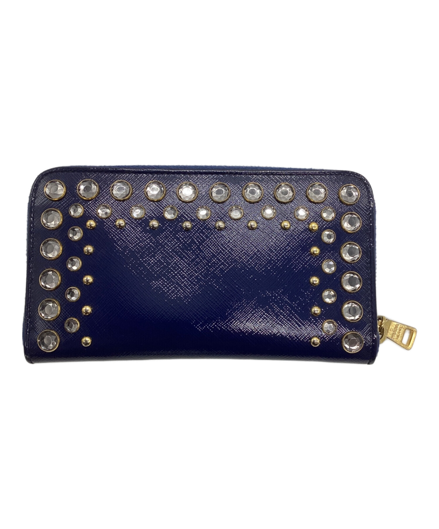 レディース　財布　中古 中古・古着通販】PRADA (プラダ) エナメル ビジュー スタッズ長財布
