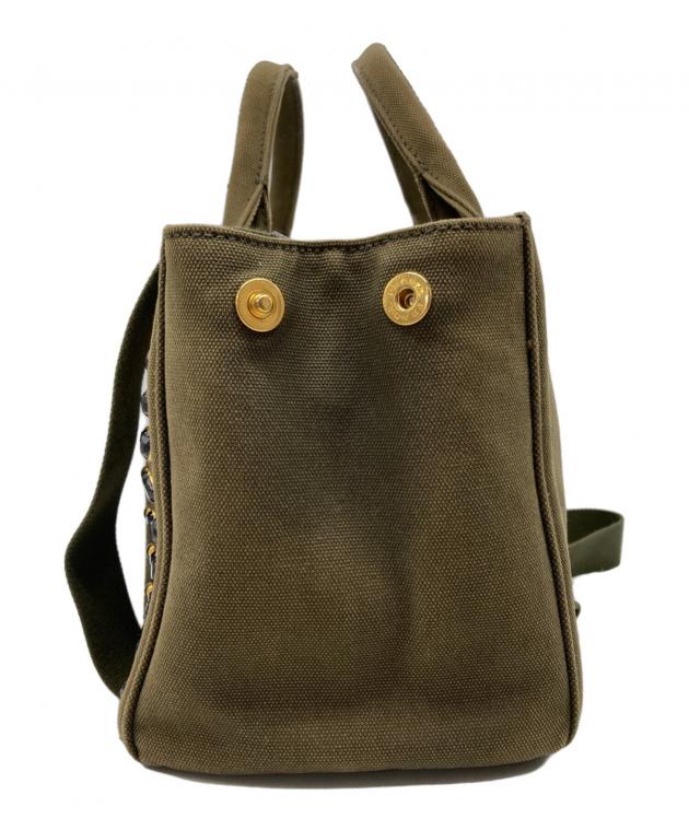 中古・古着通販】PRADA (プラダ) 2WAYスタッズハンドバッグ カーキ