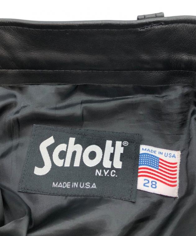 中古・古着通販】Schott (ショット) レザーパンツ ブラック サイズ:28