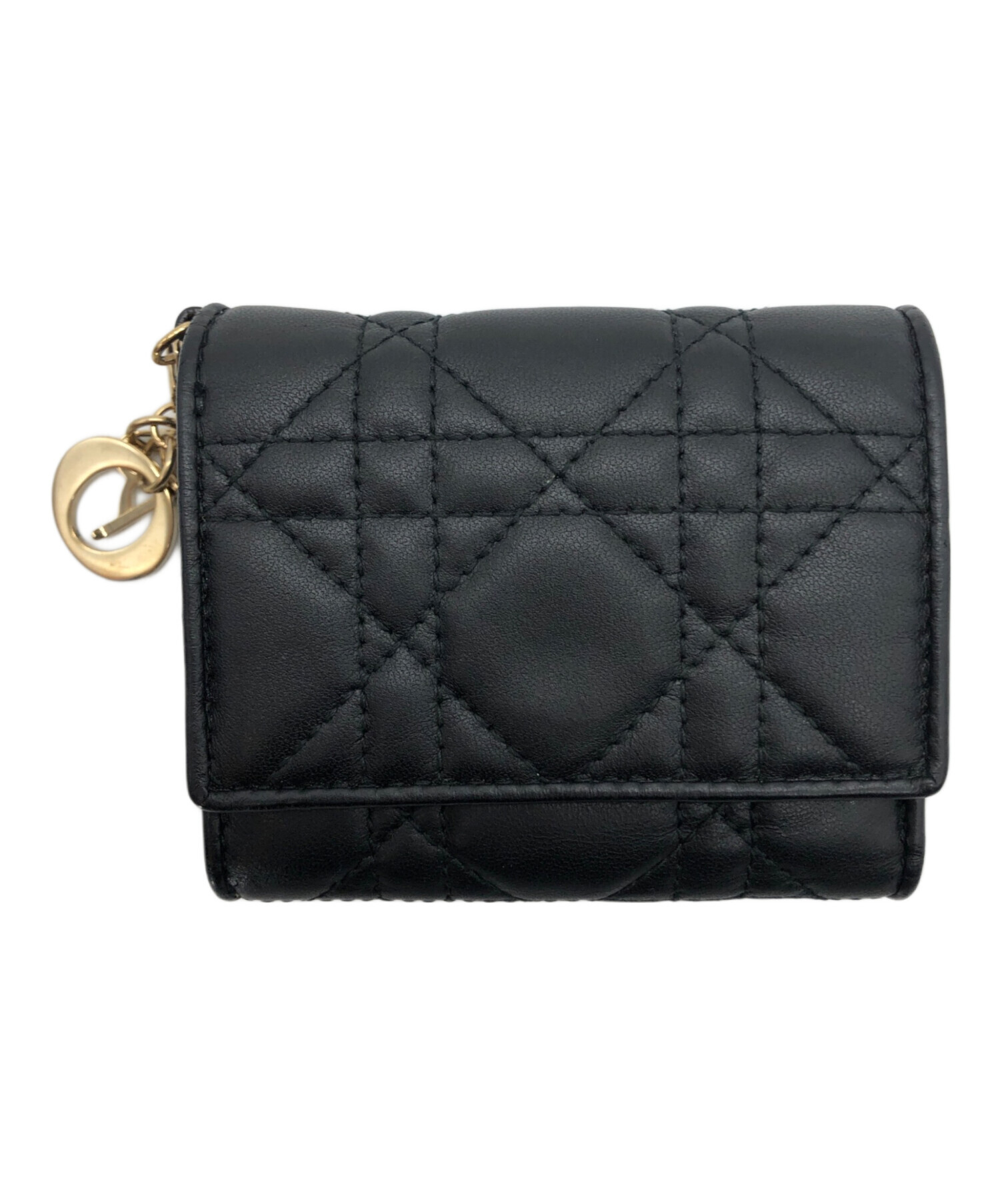 Dior ディオール ロータスウォレット 折り財布 ブラック 中古・古着通販】Christian Dior (クリスチャン ディオール) レディ