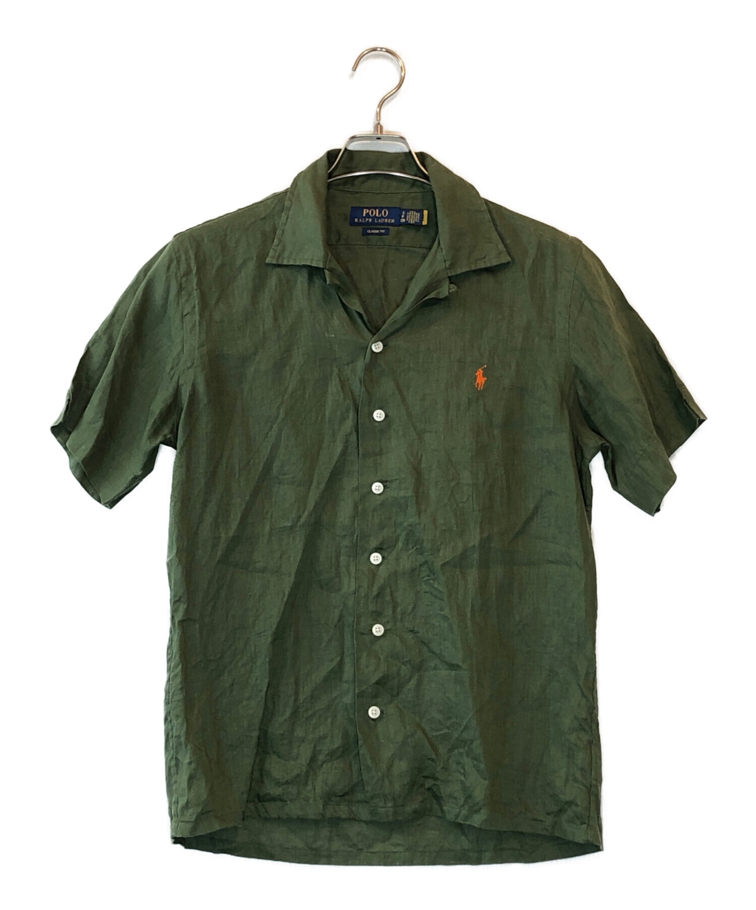 【希少•2XL】ポロラルフローレン リゾートリネンシャツ グリーン ポニー無し 中古・古着通販】POLO RALPH LAUREN (ポロ・ラルフローレン