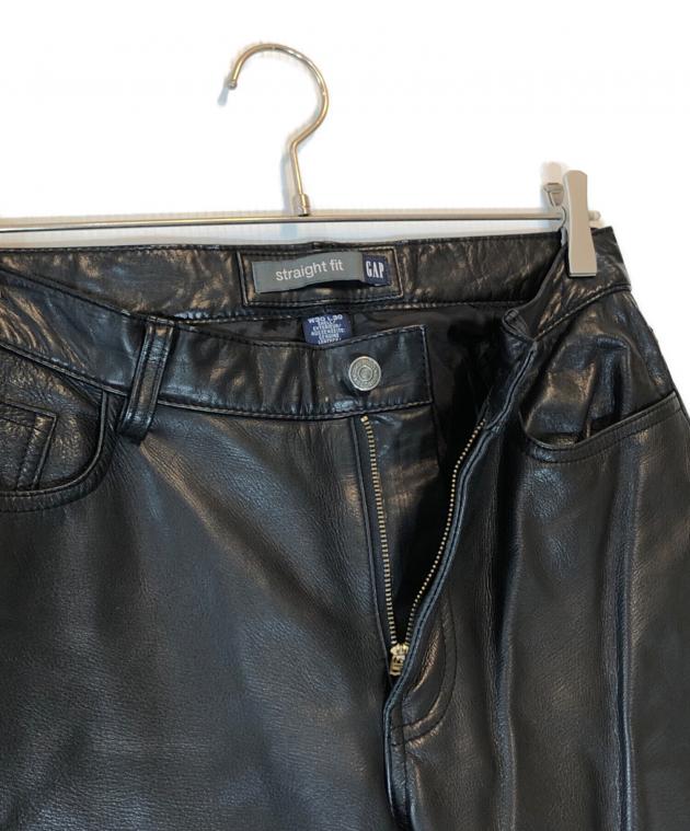 00s OLD GAP レザーパンツ ブラック straight fit w30 中古・古着通販】OLD GAP (オールドギャップ) カウレザーパンツ