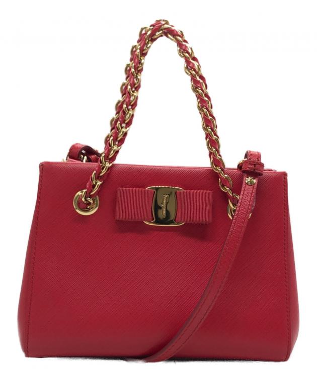 【美品】Salvatore Ferragamo ヴァラ フリンジ 赤 中古・古着通販】Salvatore Ferragamo (サルヴァトーレ フェラガモ