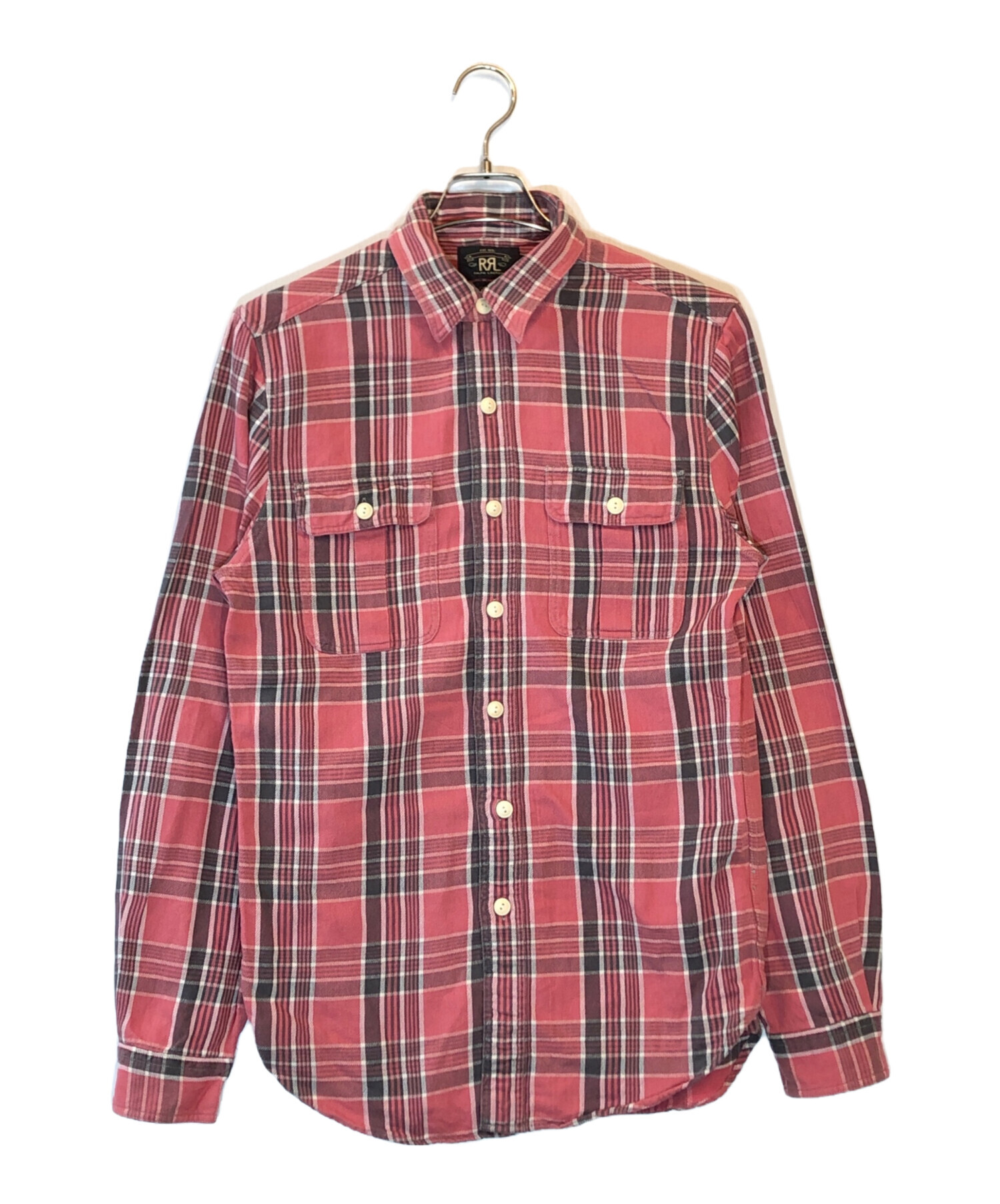 RRL ダブルアールエル チェックシャツ ピンク ブルー S ラルフローレン 中古・古着通販】RRL (ダブルアールエル) チェックシャツ ピンク