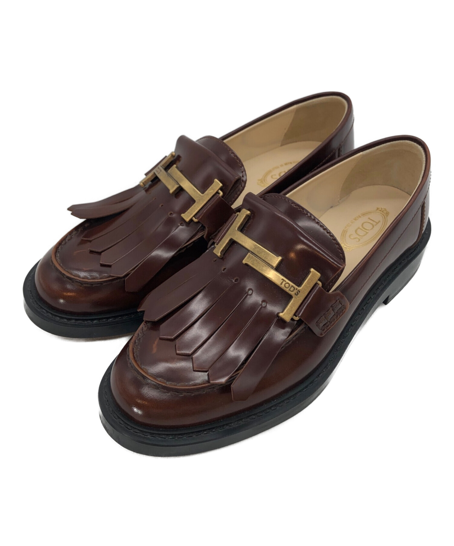 中古・古着通販】TOD'S (トッズ) フリンジローファー ブラウン サイズ