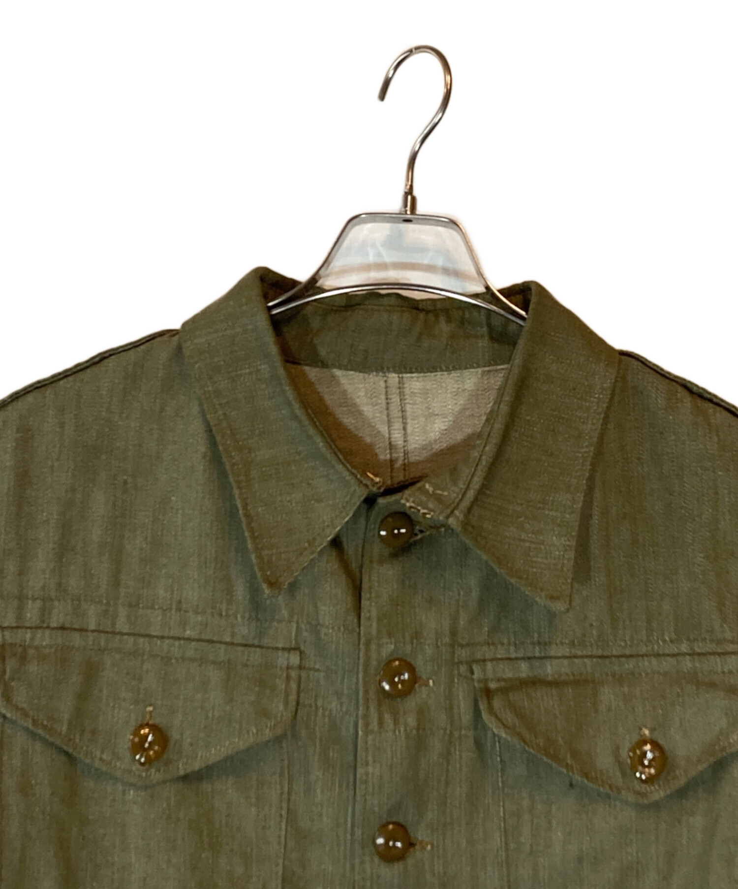 中古・古着通販】MILITARY (ミリタリー) GREEN DENIM JACKET カーキ 