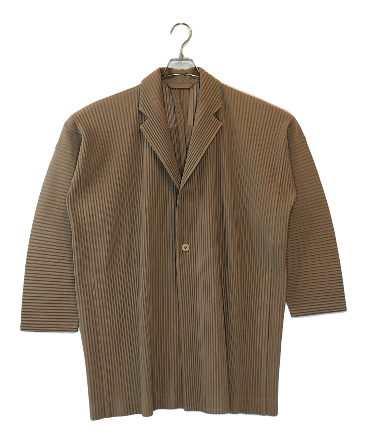 オムプリッセ イッセイミヤケ　HOMME PLISSE ジャケット　ベージュ　3 中古・古着通販】HOMME PLISSE ISSEY MIYAKE (オム プリッセ イッセイ