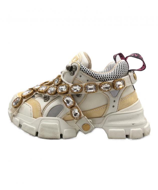 GUCCI ホワイト フラッシュトレック 厚底スニーカー ８ 中古・古着通販】GUCCI (グッチ) フラッシュトレックスニーカー