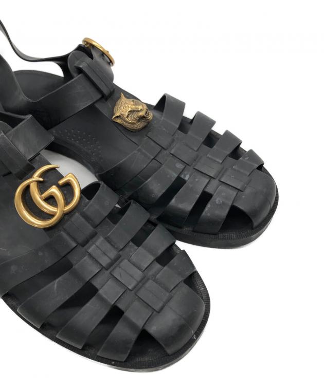 【新品未使用】GUCCI GGクリスタルスリングバックサンダル 中古・古着通販】GUCCI (グッチ) GGタイガーバックルラバーサンダル