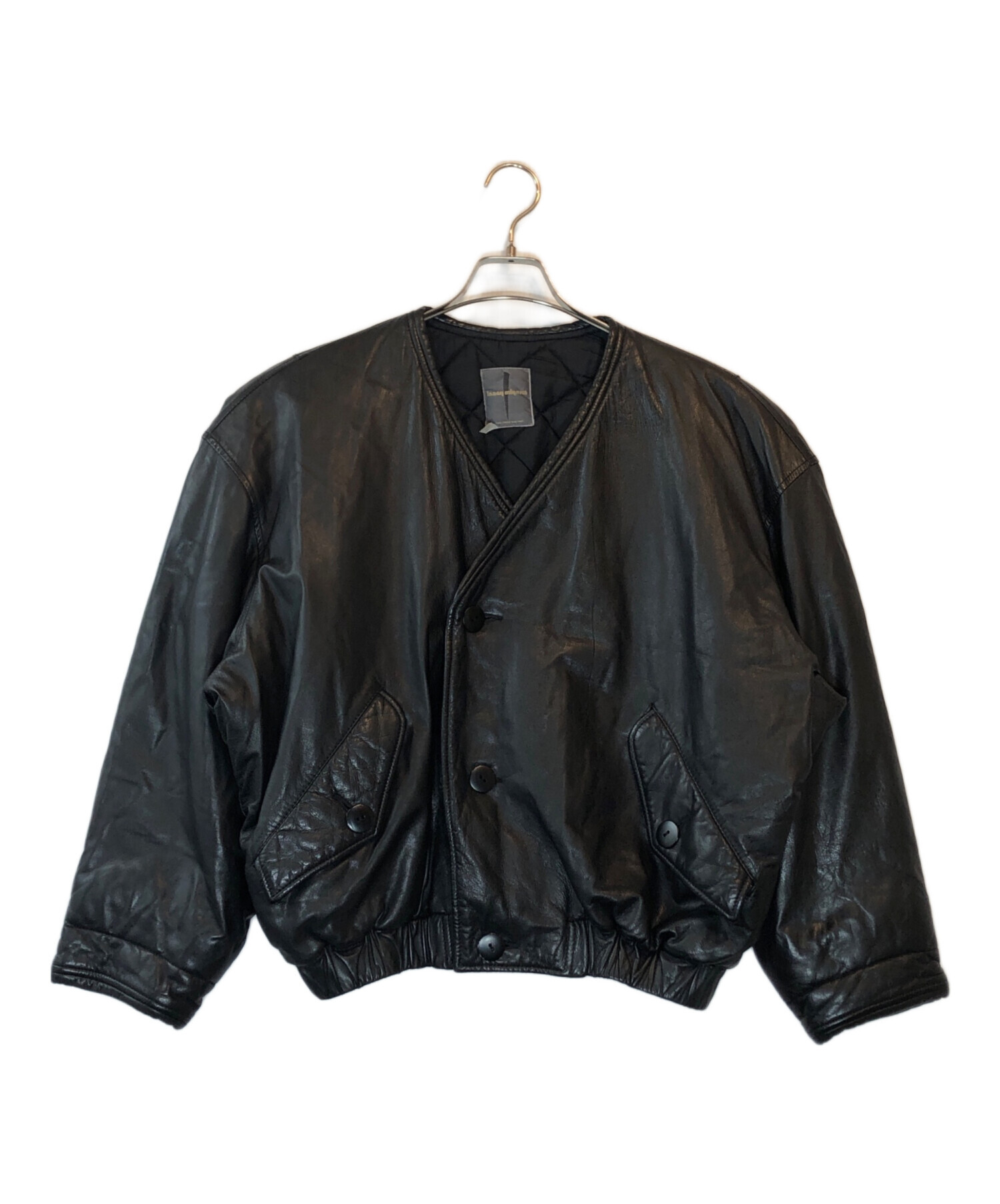 中古・古着通販】ISSEY MIYAKE (イッセイミヤケ) ノーカラーレザー