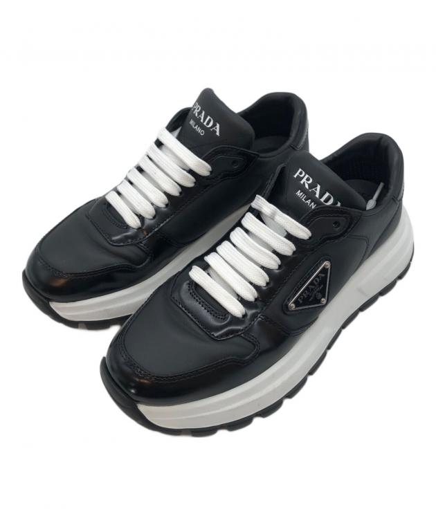 中古・古着通販】PRADA (プラダ) Prax 01 レザー スニーカー ブラック