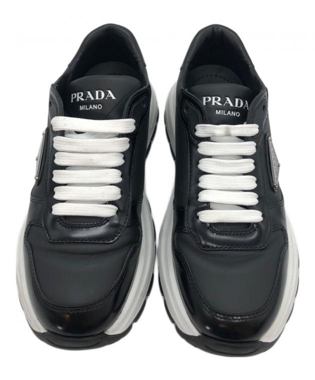 中古・古着通販】PRADA (プラダ) Prax 01 レザー スニーカー ブラック